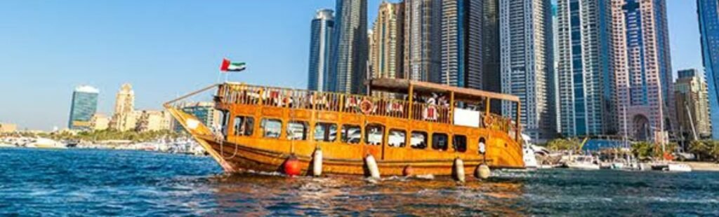 Elegant dining setup on a Dhow Cruise.