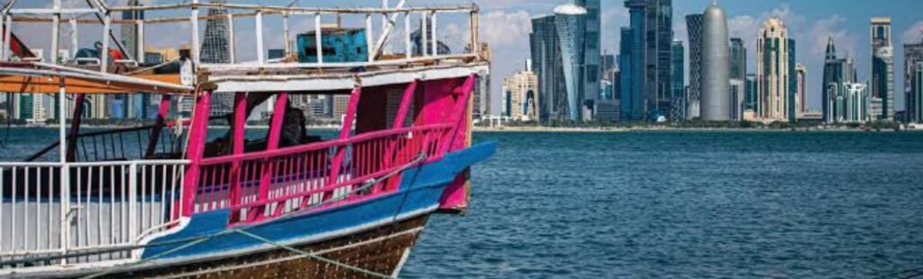 Romantic couple enjoying a Dhow Dinner in Dubai.