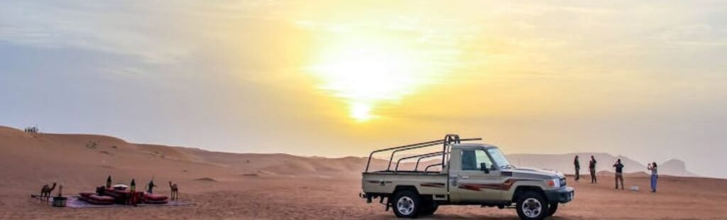 BBQ dinner setup in the Dubai desert.