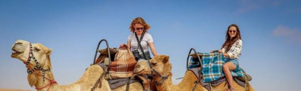 Camel ride during a Dubai desert safari.