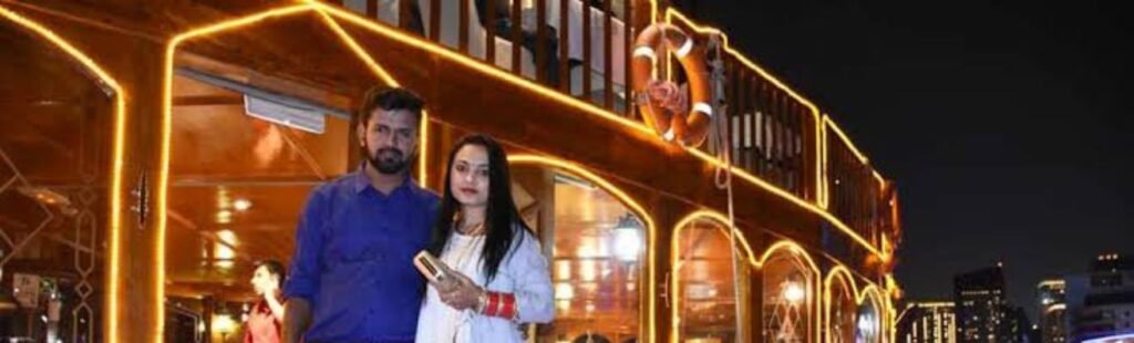 Elegant dining setup on a Dhow River Cruise.