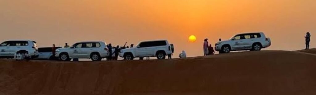 Sunset view over Dubai's desert during Desert Safari.