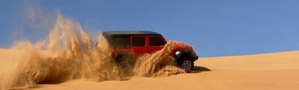 Guests enjoying sand bashing in Dubai's desert.