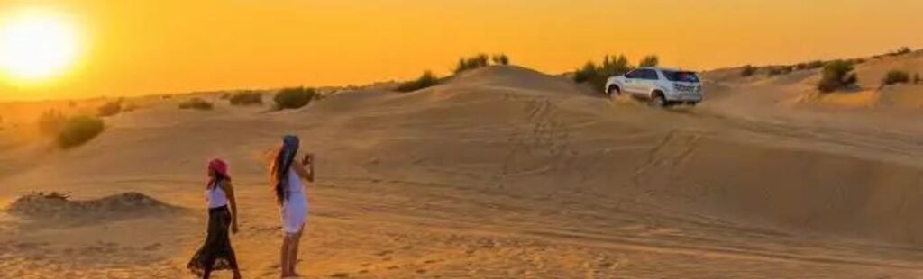 Stunning sunset view over the Dubai desert.