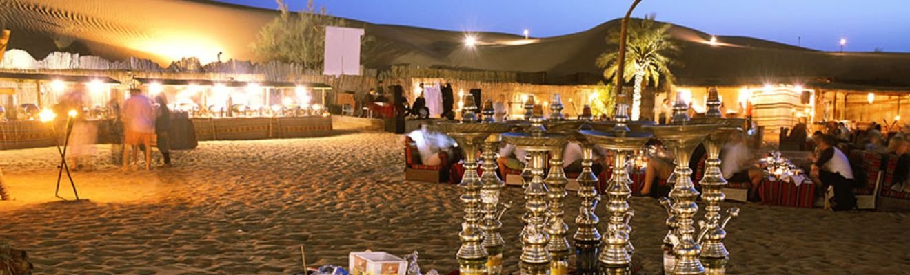 Dubai desert safari at sunset.