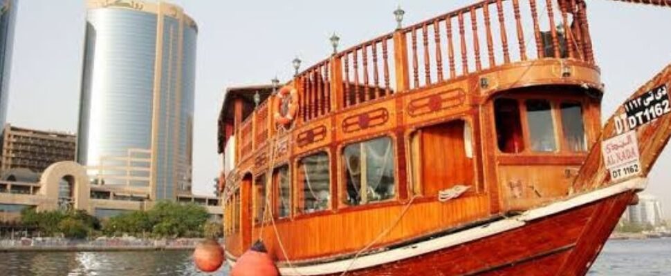 Traditional Dhow boat sailing in Dubai