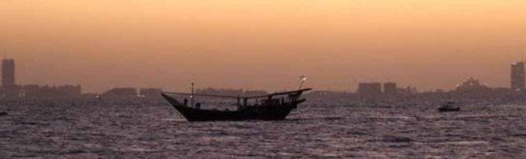 Elegant dining setup on a Dhow Cruise.