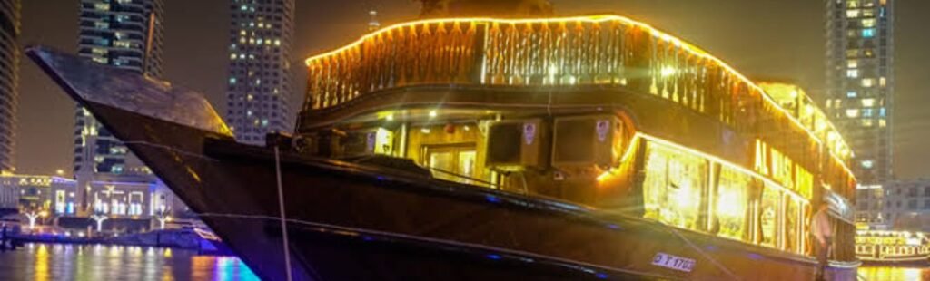 Guests enjoying live entertainment on a dhow cruise.