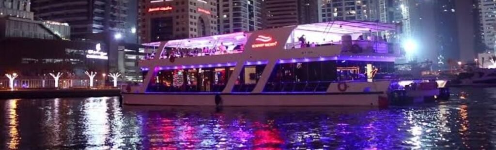 Elegant dining setup on a Marina Cruise boat.