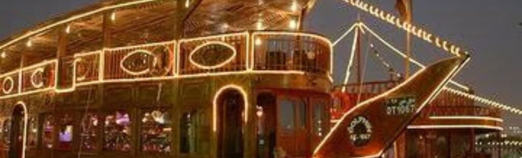 Elegant dining area setup on the Marina Ship Cruise.