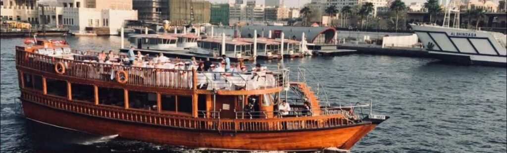 Luxurious interiors of the dhow cruise boat.