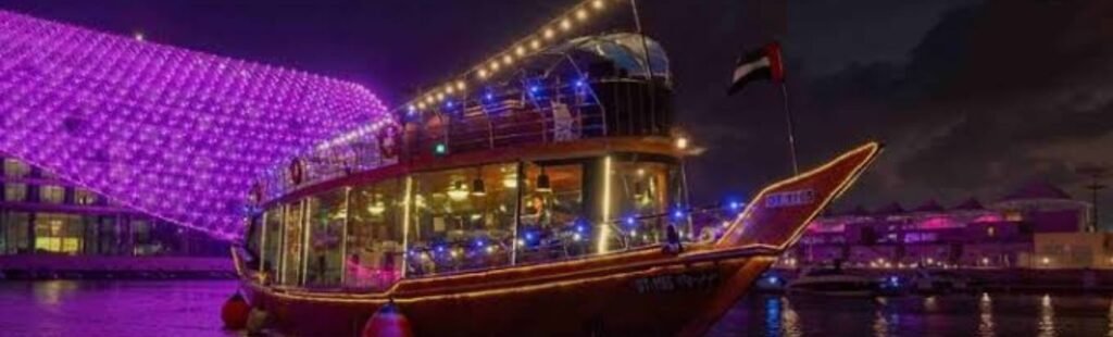 Luxurious interior of the Dubai Canal dhow.