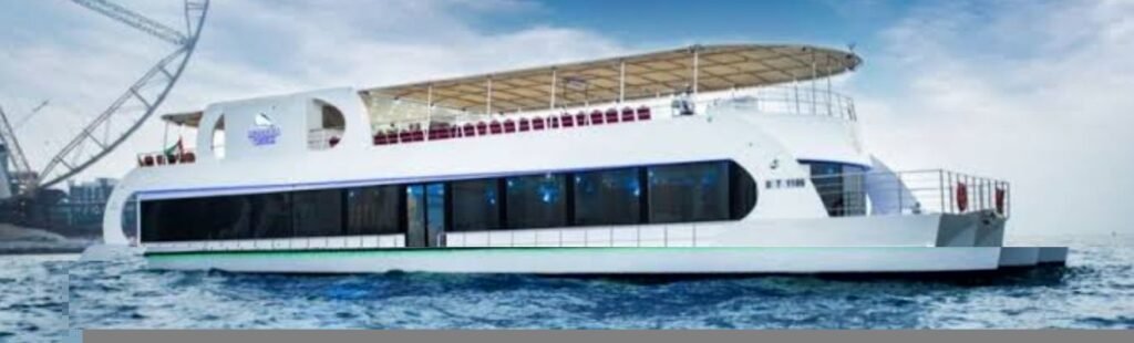 Guests enjoying a meal on the deck of the cruise ship.