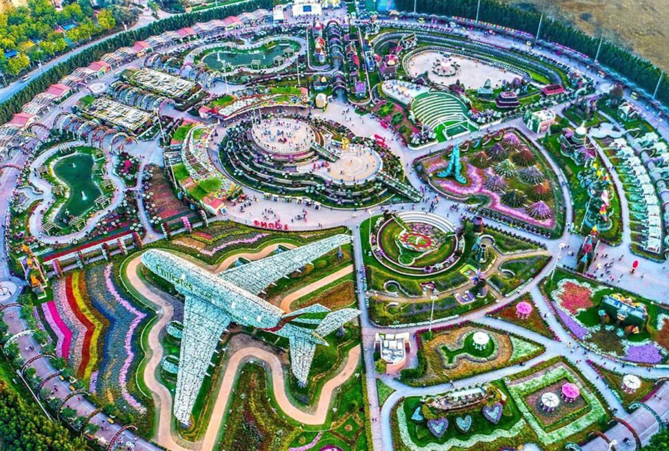 Stunning floral displays at Dubai Miracle Garden, featuring vibrant flowers, unique designs, and breathtaking landscapes.