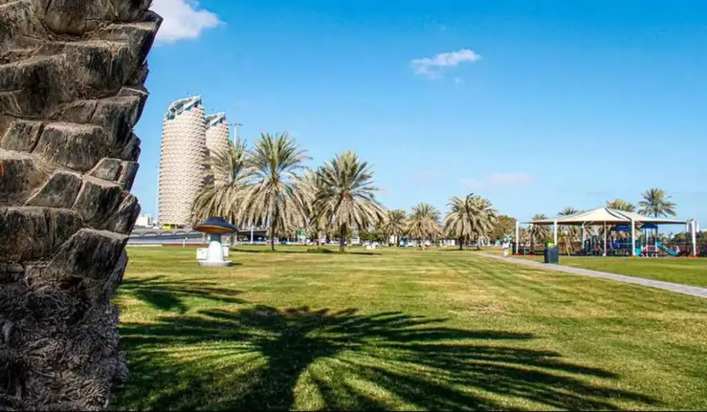 Dolphin park view with nearby BBQ spots in Abu Dhabi