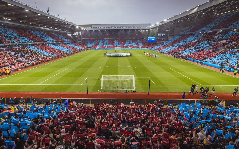 A packed Villa Park Stadium with fans cheering for Aston Villa vs Cardiff City. Secure your Aston Villa vs Cardiff City tickets and enjoy the match in Villa Park UK!