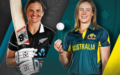Fans cheering in a stadium during the Australia Women vs New Zealand Women cricket match, with tickets and New Zealand visa from Dubai assistance available.