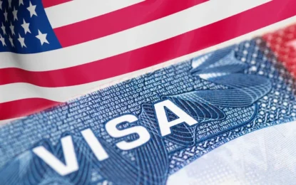 Applicant submitting US visa application from Dubai at the embassy with documents for a US visa appointment to travel to the United States.