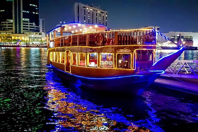 Dhow Cruise Dubai in March 2025 – A Must-Try Experience! › Forever Tourism LLC Scenic Dhow Cruise Dubai at night, gliding through Dubai Marina, offering stunning skyline views, fine dining, and a magical experience on the water.