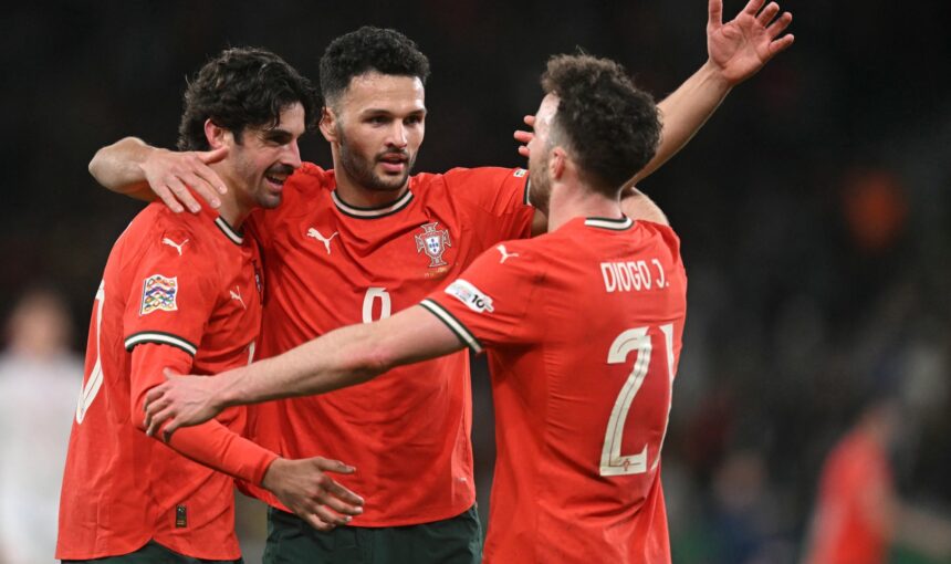 Fans cheering during the Portugal vs Denmark match – get your Portugal visa from Dubai to witness the next Portugal match live.