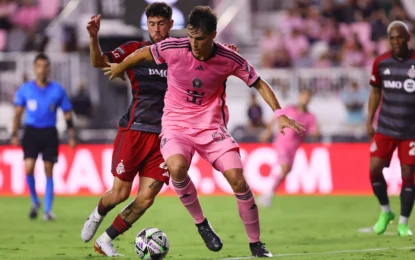 Messi in action during the Inter Miami vs Toronto match—apply for your USA visa to witness the next Inter Miami game live.