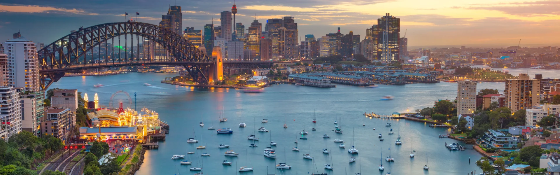 Skyline of Sydney with a tourist holding passport – representing Australia tourist visa from Dubai, visa requirements, and travel season highlights.