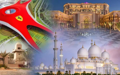 View of Ferrari World Yas Island, a highlight among Abu Dhabi tourist spots featured in the City Tour Abu Dhabi.