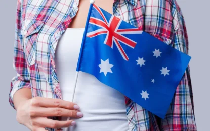 Illustration showing documents and passport needed for Australia tourist visa requirements and application process for an Australia visa.