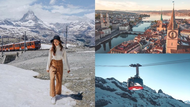 Switzerland Visa – Alps Are Closer Than You Think! › Forever Tourism LLC Travel essentials including passport, flight tickets from Dubai to Switzerland, and Switzerland Schengen visa application documents on a desk.