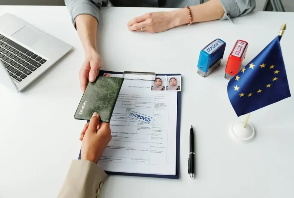 Person attending Schengen visa appointment in UAE for Schengen visa application process.