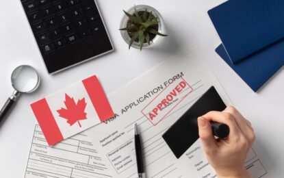 Documents and passport prepared for a Canada visa from Dubai, showing process steps, tourist visa fees, and how to apply for a Canada tourist visa.