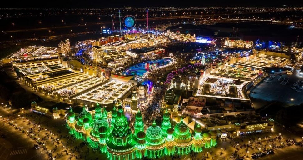 Crowds enjoying vibrant performances and attractions at Global Village on the last day of Global Village 2025 before the season’s closing date.