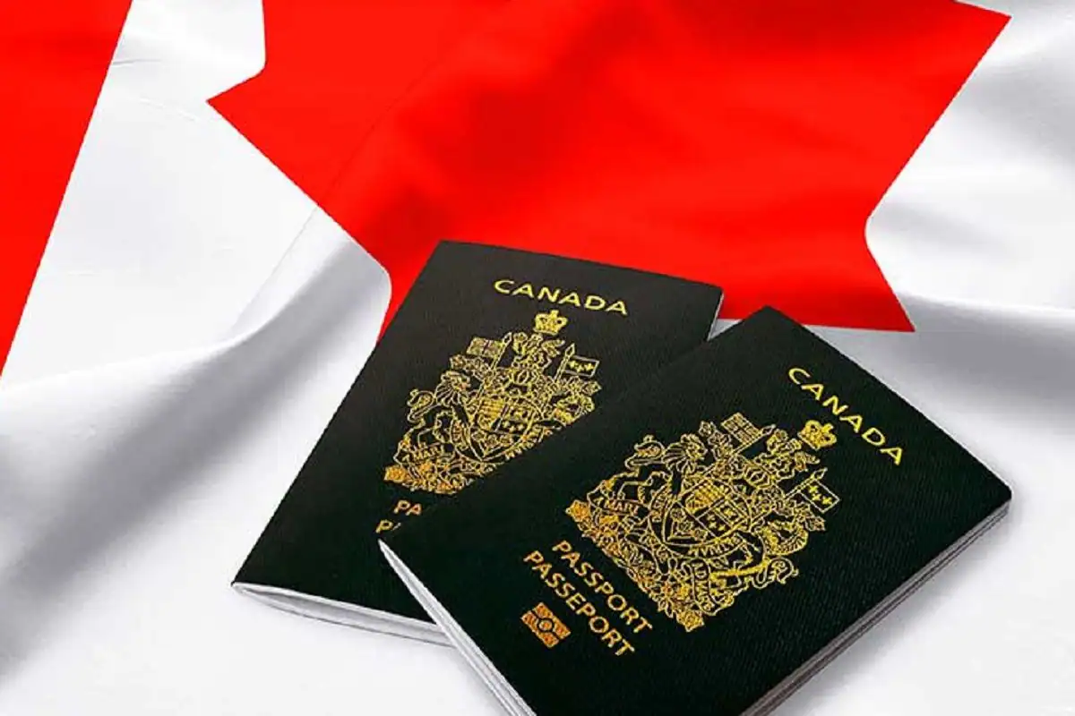 Illustration of Canada visa application process with tourist visa documents and Dubai passport showing processing timeline.