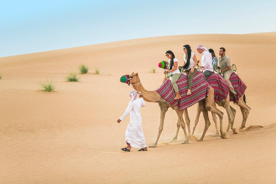 Morning Desert Safari Dubai – Must-do! Top thrill ride of 2025 › Forever Tourism LLC Tourists enjoying a morning desert safari Dubai adventure with dune bashing and camel rides, showcasing the best desert safari in Dubai deals.
