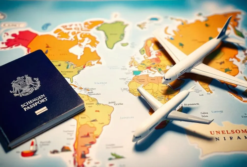 Passport and travel documents prepared for Schengen Visa from UAE with a focus on the fastest visa processing from Dubai and list of Schengen countries 2025.