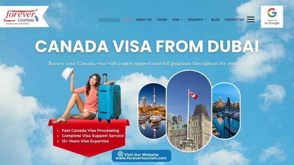 Canada Tourist Visa from Dubai: Easiest Way in 2025 › Forever Tourism LLC UAE resident reviewing documents to apply for a Canada tourist visa from Dubai, showing steps and visa processing information.