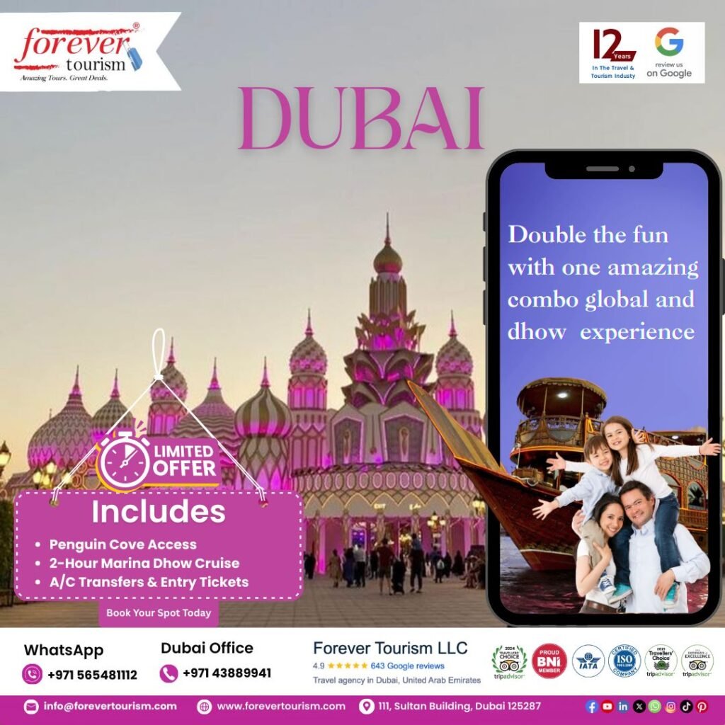Global Village Extended: Visit Before May 18 Ends! › Forever Tourism LLC Crowds enjoying the festive atmosphere on the last day of Global Village UAE before the closing date, highlighting the Global Village Extended season.