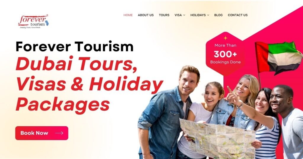 Dubai City Tour Package: Must-See Sights in 1 Day! › Forever Tourism LLC Tourists enjoying a Dubai City Tour Package with Desert Safari Dubai, Dhow Cruise at Dubai Marina, and visiting the Museum of the Future.