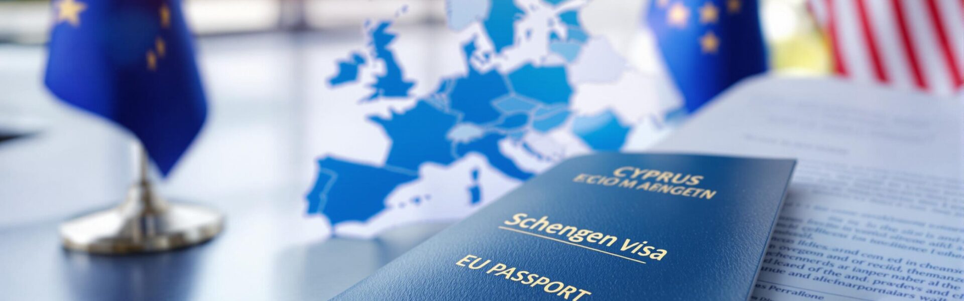 UAE resident submitting documents for Cyprus Schengen visa from Dubai at a visa application center, highlighting travel access to Cyprus and Schengen region.