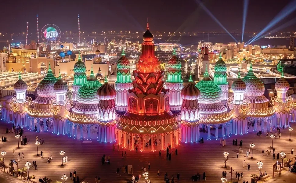 Visitors enjoying cultural shows and international cuisine at Global Village during the 2025 season before the Global Village last date 2025.