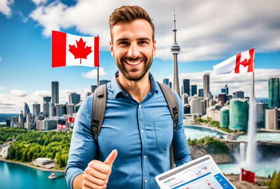 Applicant filling out Canadian visa application form for a Canada visa from UAE, including tourist visa from Dubai.