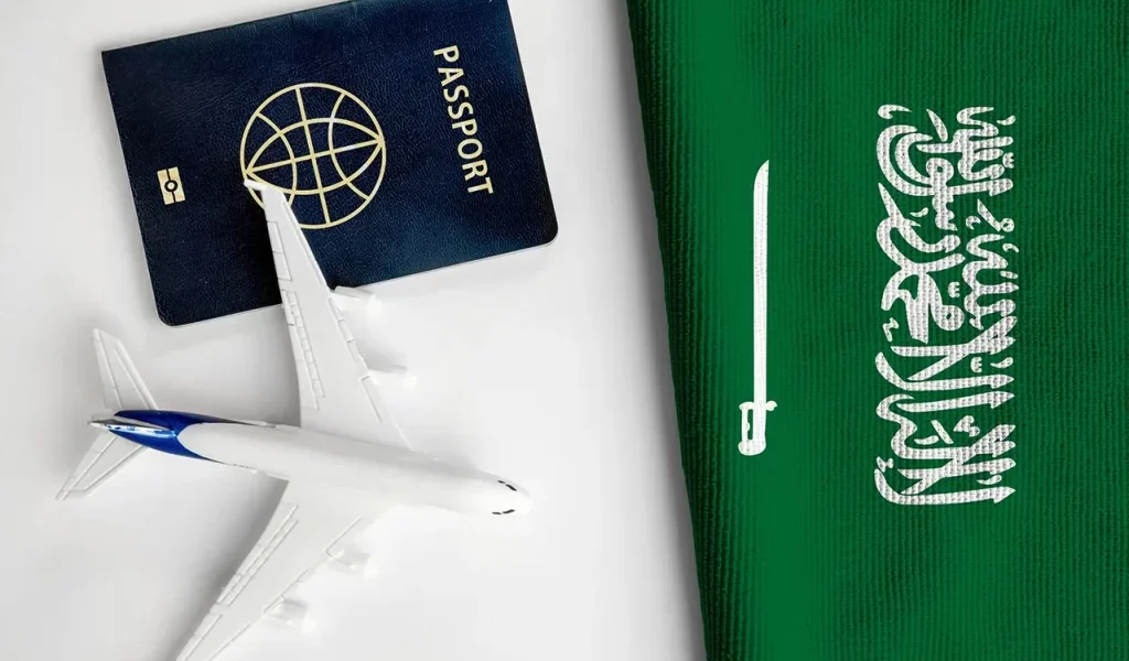 Travel documents and passport for obtaining a Saudi visa, including Saudi Arabia tourist visa and Saudi visa for UAE residents.
