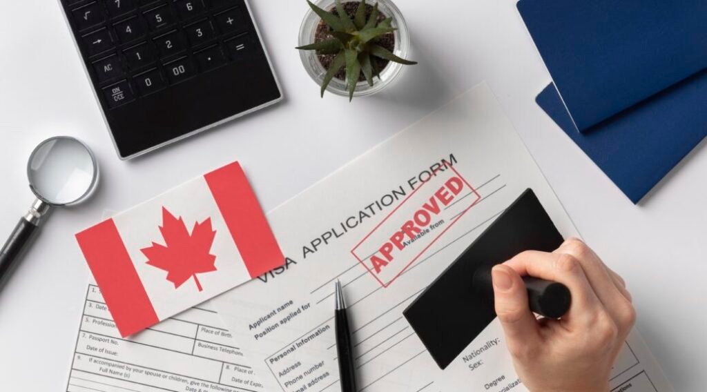 Documents and passport for Canada Visa From Dubai showing Canada tourist visa application and processing steps.