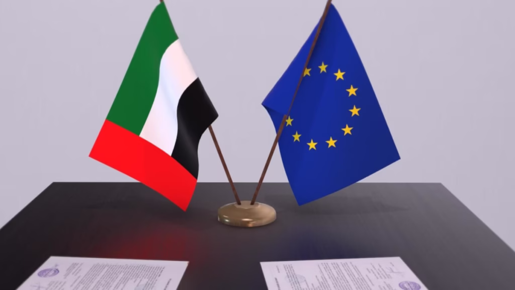 Applicant submitting documents for Netherlands Schengen visa Dubai at a visa application center.
