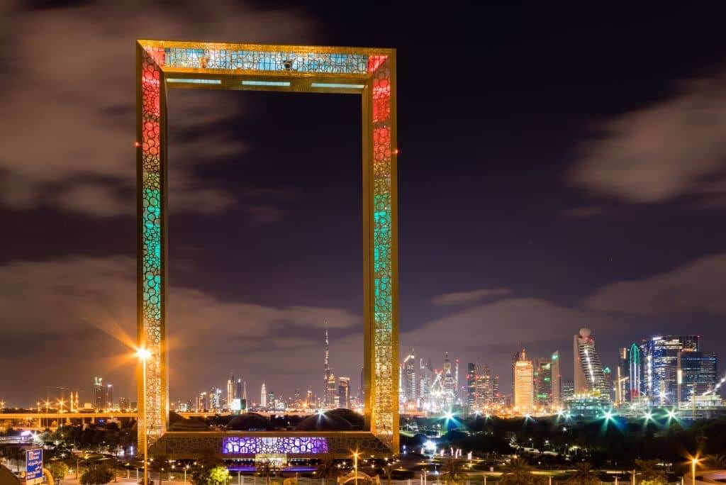 Skyline view featuring Burj Khalifa, Dubai Marina, Jumeirah Beach, and Burj Al Arab — highlights of a Dubai City Tour.