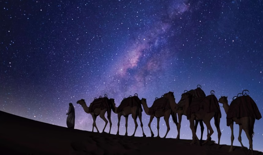 Desert Safari Dubai Overnight | Real Camp Feel | #Stargazing › Forever Tourism LLC Campfire under the stars during a desert safari Dubai overnight with guests enjoying the night desert safari in a scenic desert safari location.