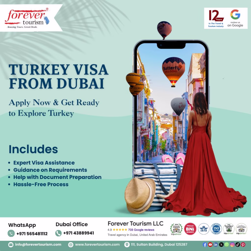 Travel documents and passport for Turkey visa from Dubai – showing Turkey visa requirements for UAE residents.