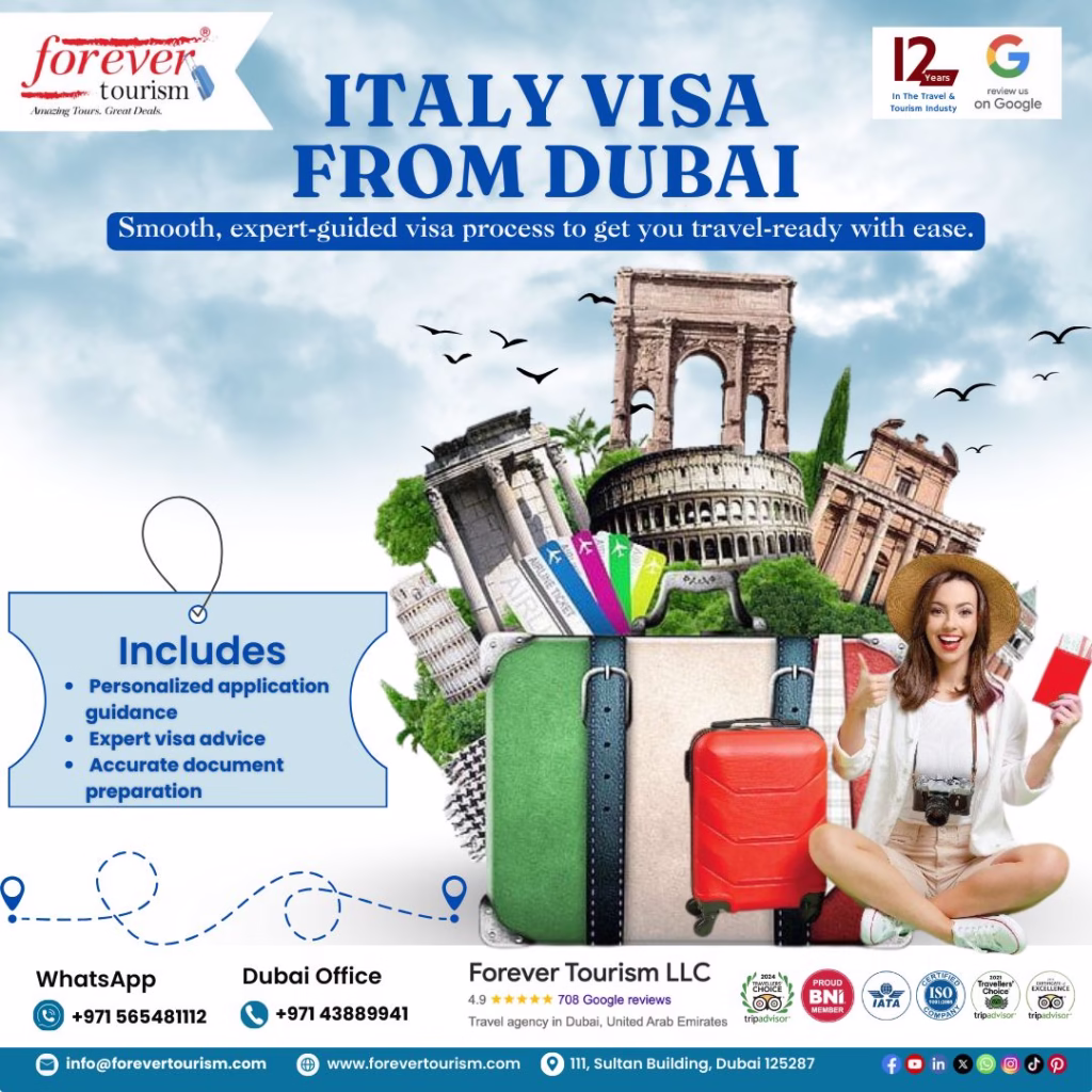 Travel documents and passport prepared for Italian Schengen visa Dubai – Schengen visa application Dubai for travel to Italy.