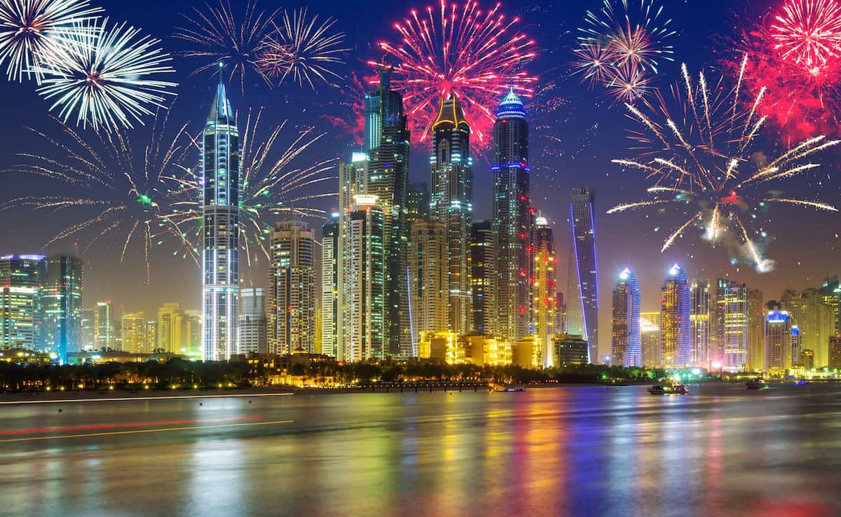 Family enjoying fireworks during Diwali 2025 in Dubai as part of a festive holiday Dubai package.