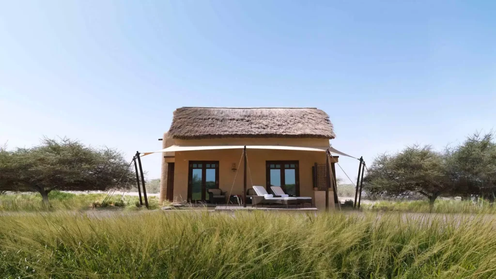 Luxury desert glamping tent at sunrise – destinations in Abu Dhabi